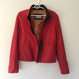 johnston and murphy red leather jacket